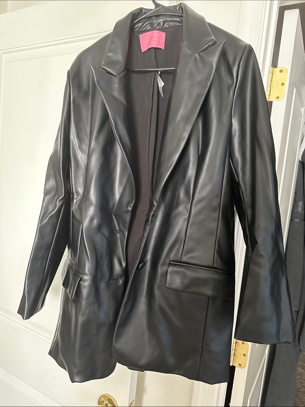 Women’s Black Faux Leather Blazer Jacket